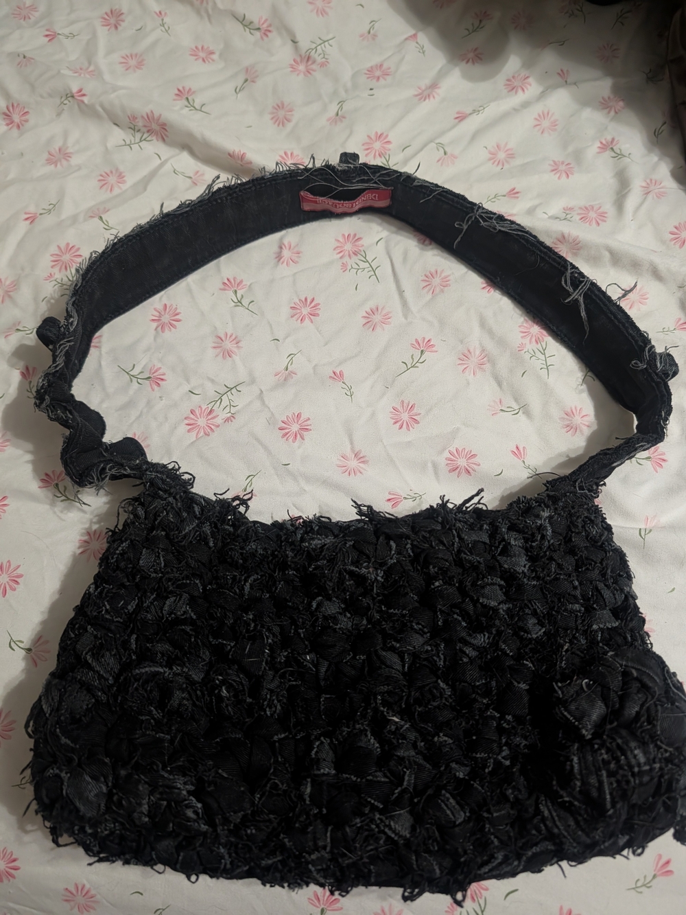 Thriftes Black Textured Shoulder Bag - Unbranded